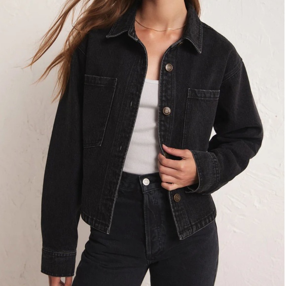 Z Supply Jackets & Blazers - NWT Z Supply Black Cropped Denim Jacket (Size M)